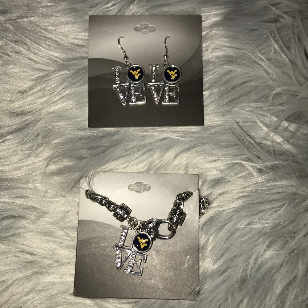 Wvu love charm bracelet earrings